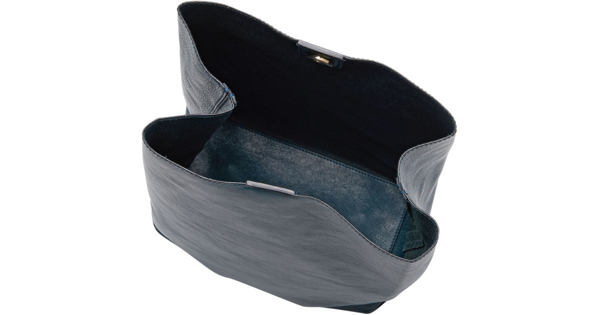 Jil Sander Leather Lunch Bag In Blue For Men Lyst