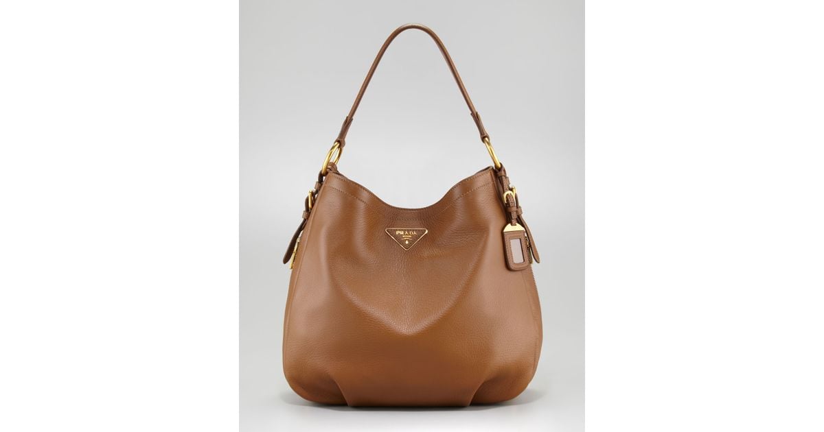 Prada Cervo Hobo in Brown (dark camel) | Lyst