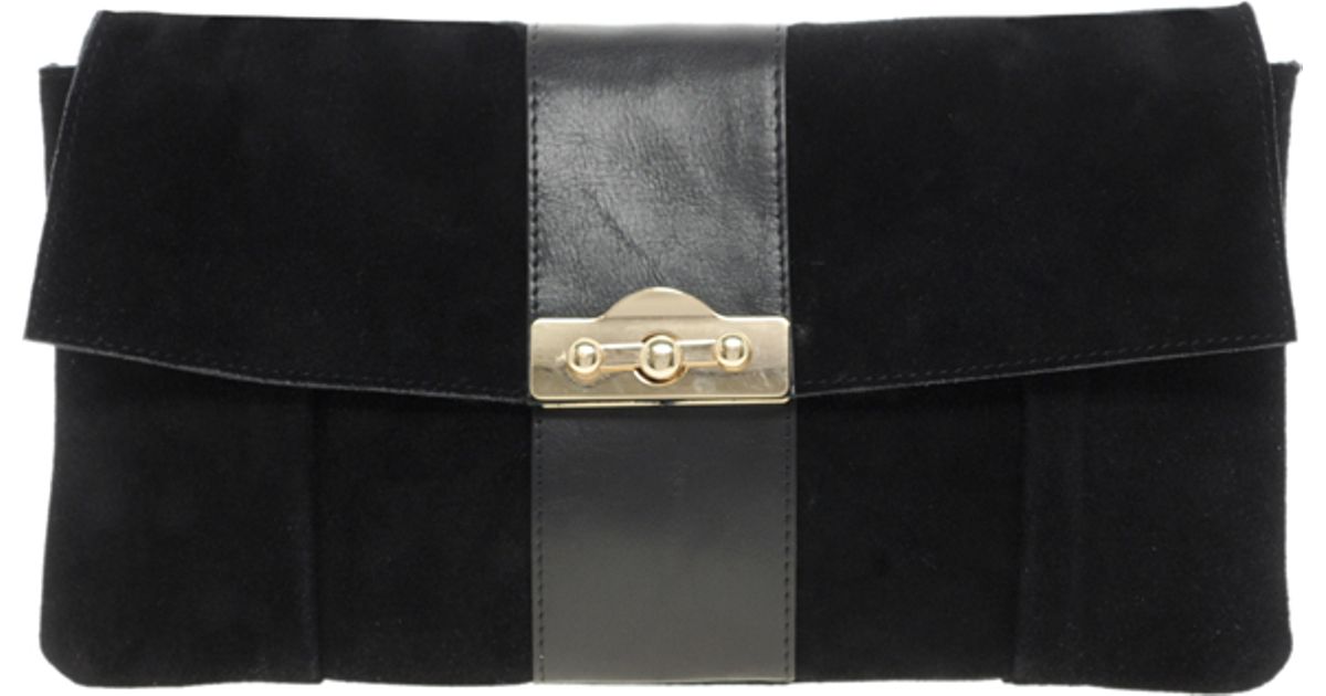 Lyst Asos Leather Panelled Clutch in Black