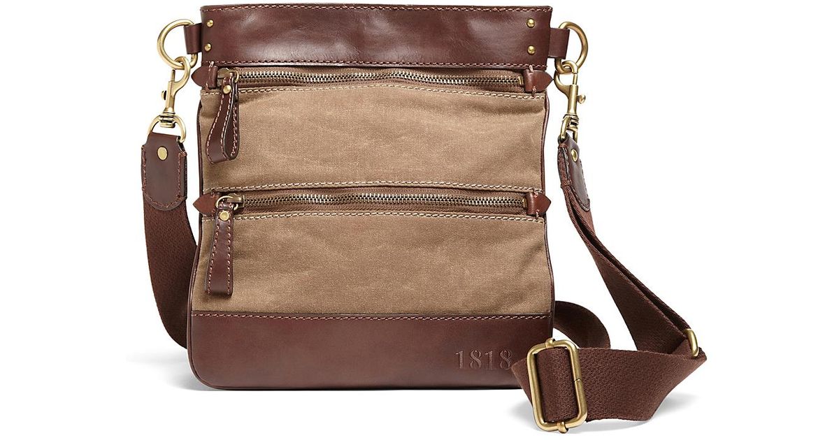 Lyst Brooks Brothers Waxed Cotton Canvas Crossbody Bag In Brown