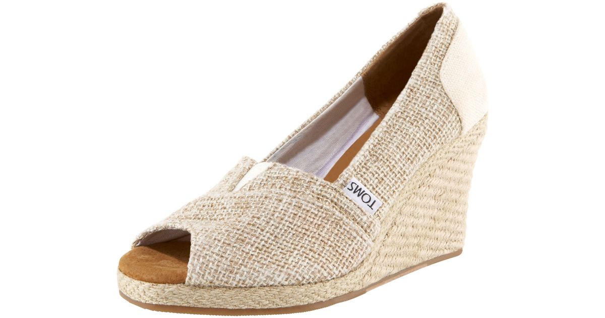 Lyst Toms Tallic Burlap Wedg in Natural Lyst Toms Tallic Burlap Wedg in Natural