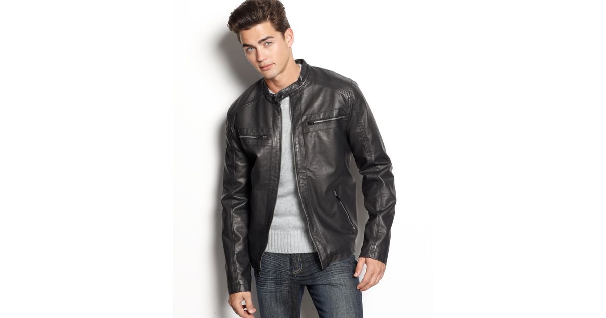 Calvin Klein Jeans Faux Leather Moto Jacket In Black For Men Lyst