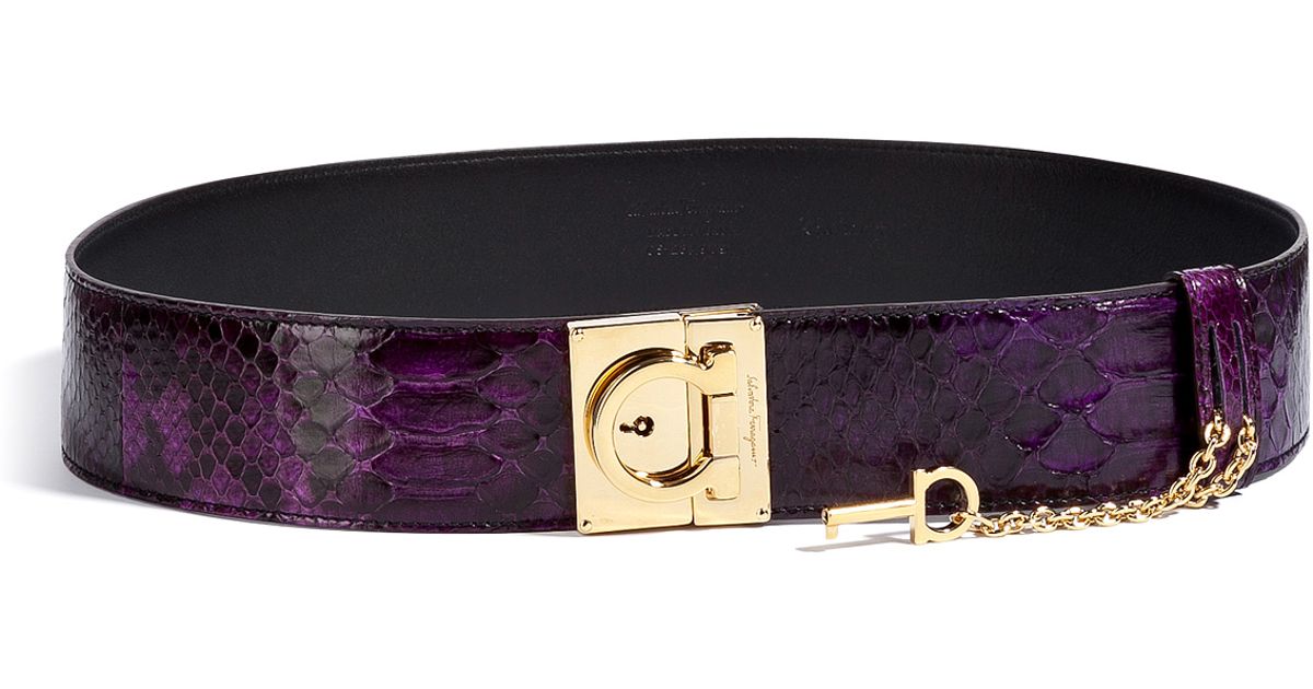 Ferragamo Purple Python Belt in Purple | Lyst  