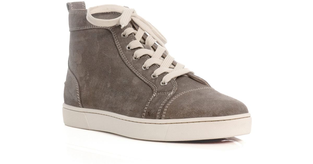 Christian louboutin Louis Hightop Suede Trainers in Gray for Men ...  