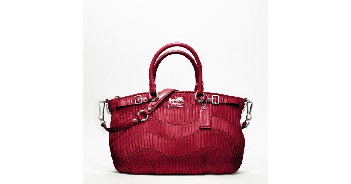 Lyst Coach Madison Gathered Leather Sophia Satchel In Red