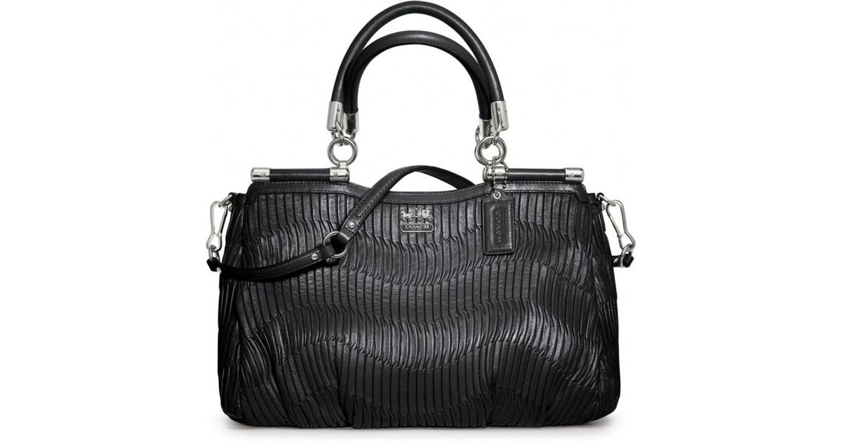 Coach Madison Gathered Leather Handbag Australia Coach Madison Gathered Leather Carrie In Black Lyst