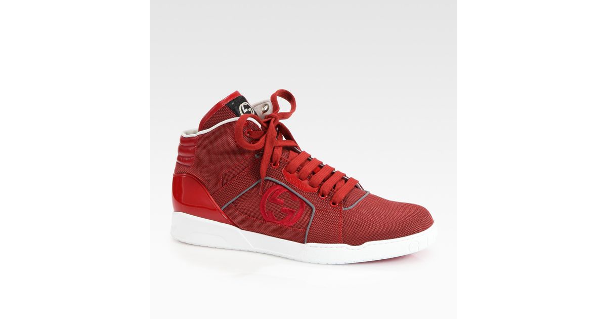 red gucci high top sneakers