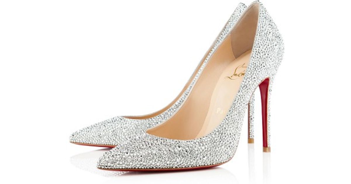 Christian louboutin Decollete 554 Strass in Silver | Lyst