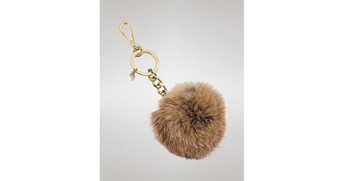 Michael Kors Michael Key Chain Fur Pom Pom In Natural 