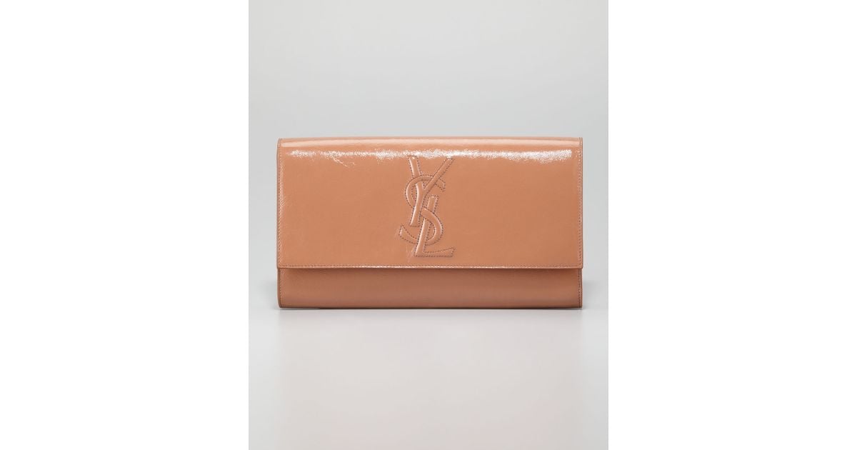 Saint laurent Belle Du Jour Clutch Bag in Beige | Lyst