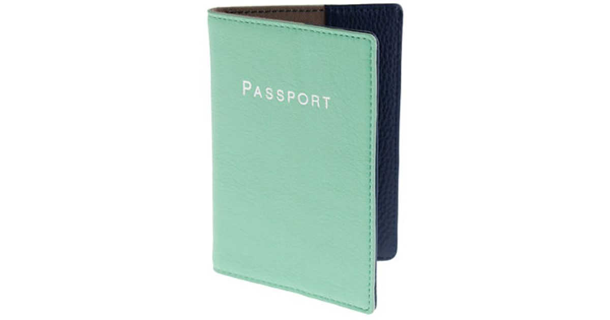 J.crew Leather Colorblock Passport Case in Green Lyst