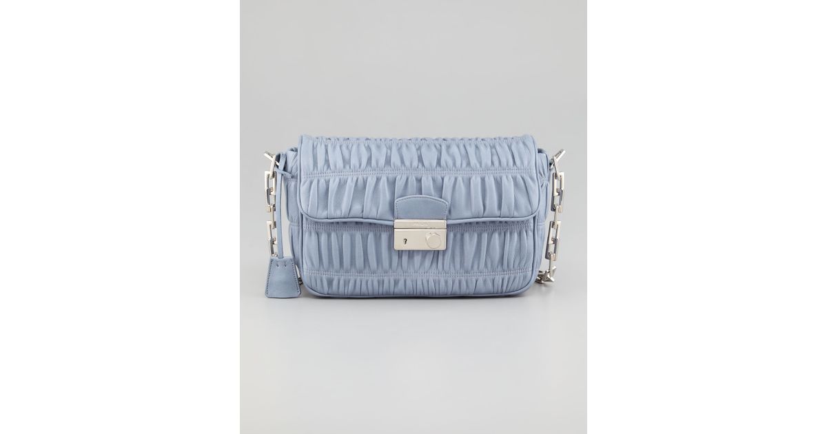 Prada Napa Gaufre Chain Shoulder Bag in Blue (pervinca) | Lyst  
