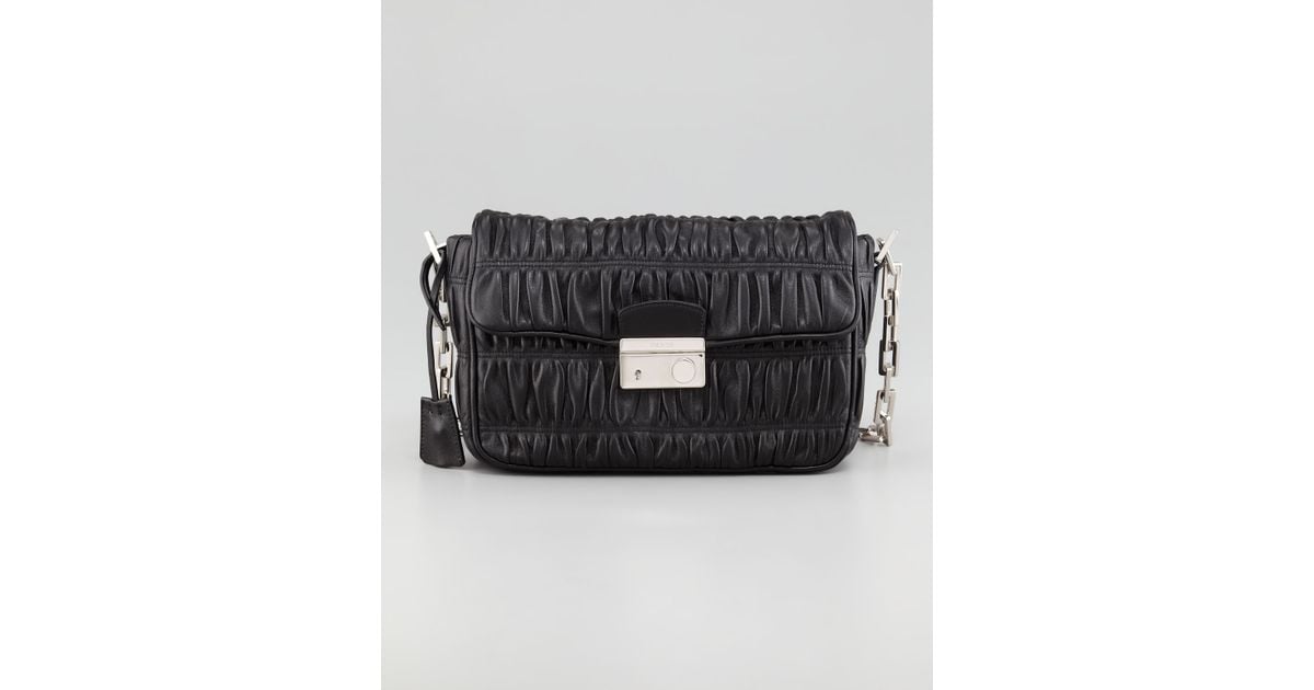 prada online shop deutschland - Prada Napa Gaufre Chain Shoulder Bag in Black (nero) | Lyst