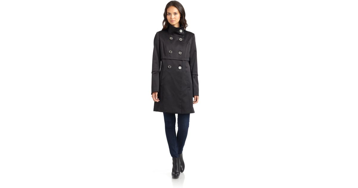 Cedric Charlier Cédric Satin Trench Coat Black In Gallery