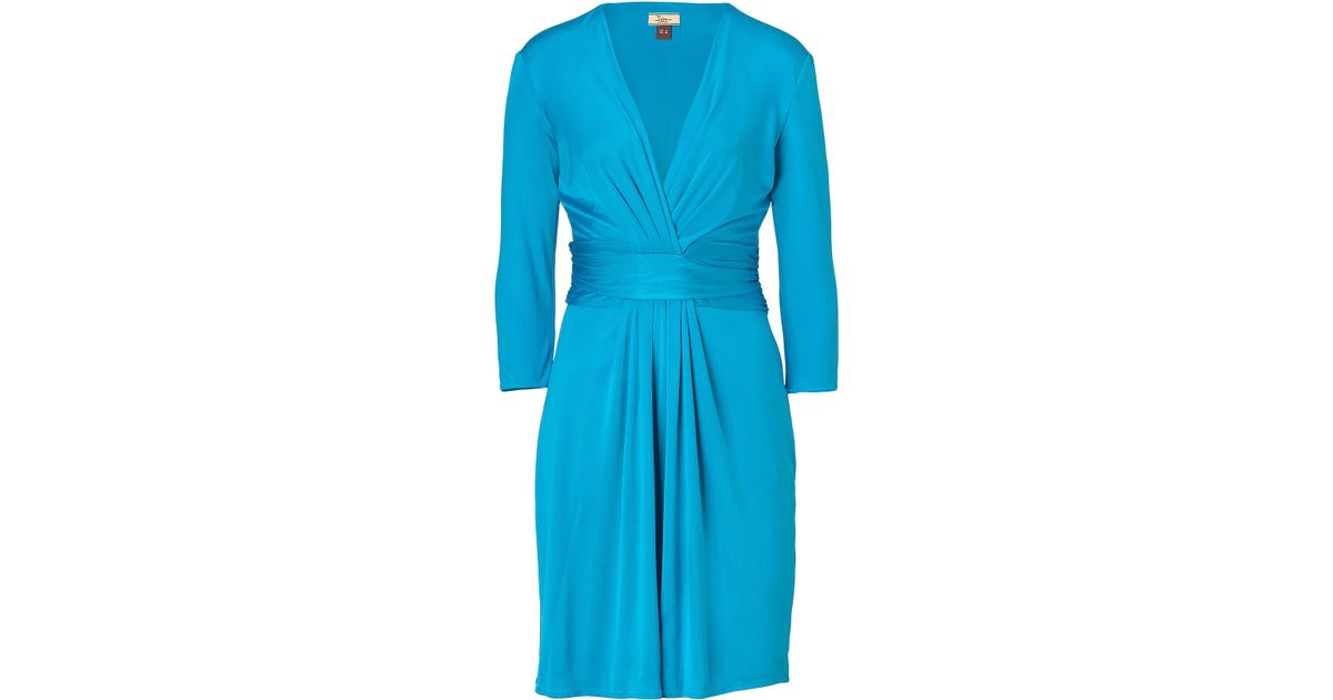 Issa Azure Blue 34 Sleeve Draped Silk Dress in Blue | Lyst