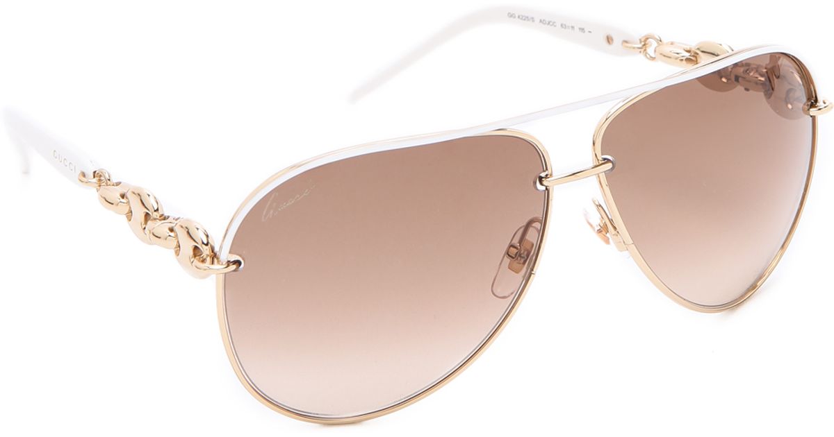 Lyst Gucci Metal Aviator Sunglasses In Brown