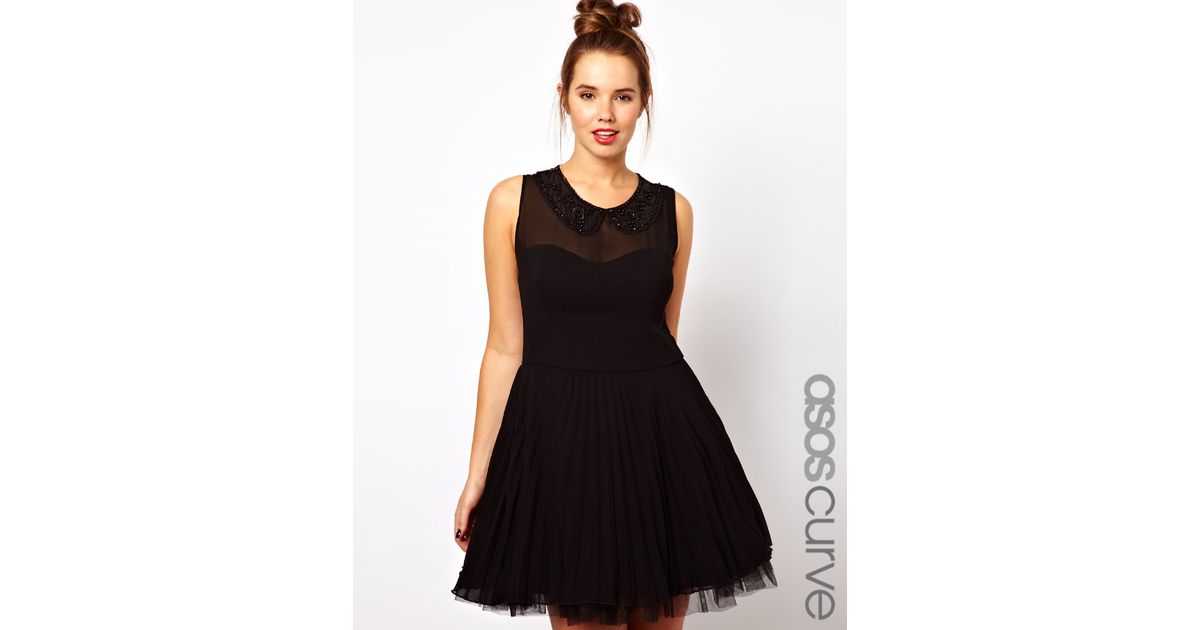 black dress with embellished collar