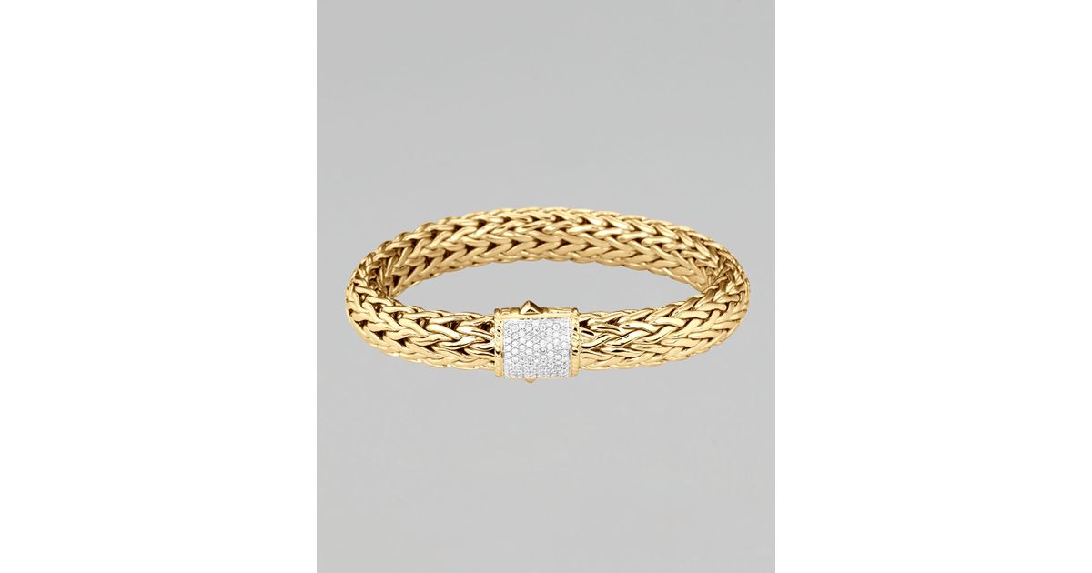 Lyst John Hardy Clic Chain Gold Diamond Bracelet In Metallic