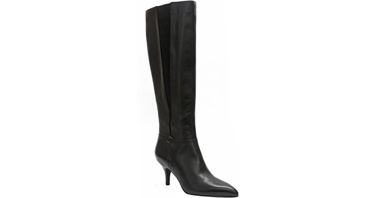 Ellen tracy Boast Black Leather Highheel Boots in Black | Lyst