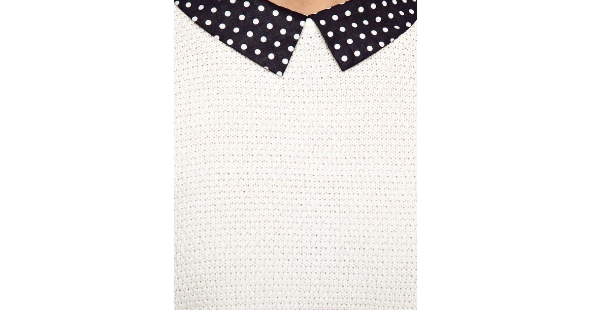 Lyst Asos Collection Spot Collar Jumper in White