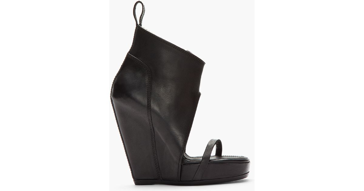 Rick owens Cutout Wedge Sandal Boots in Black | Lyst