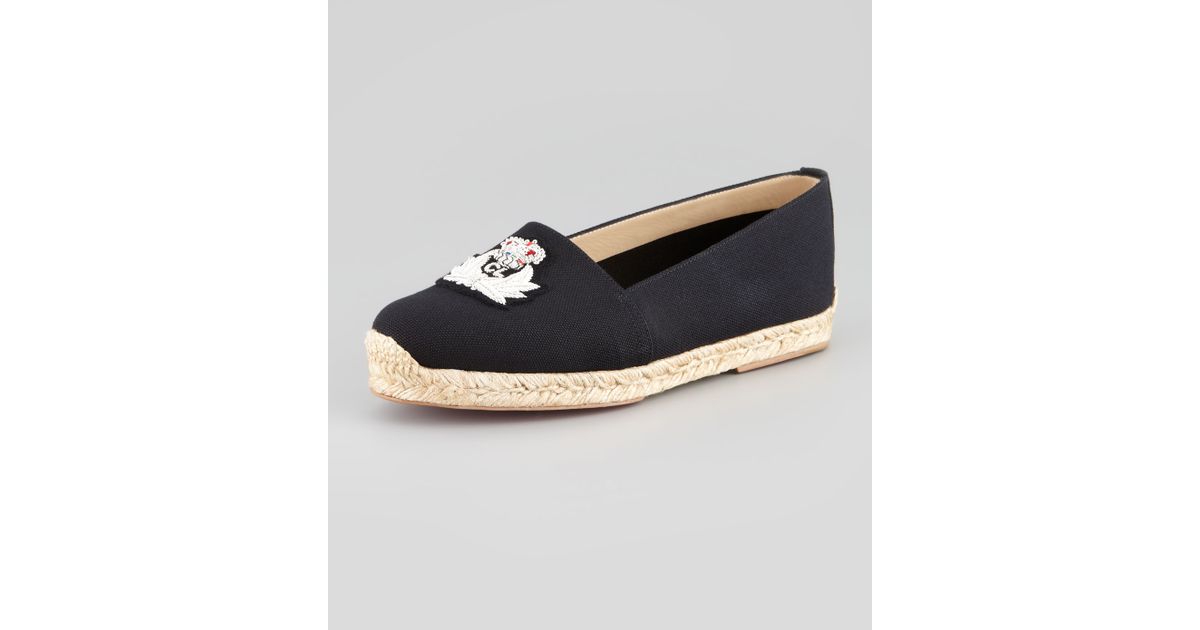 Christian louboutin Gala Embroidered Crest Espadrille Loafer in ...