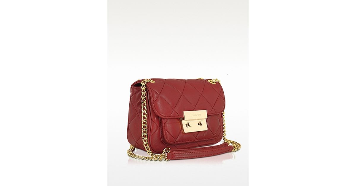Lyst Michael Kors Small Sloan Quilted Shoulder Bag In Red