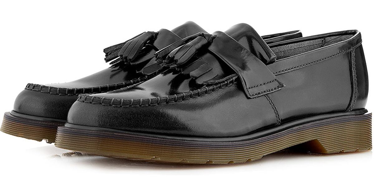 dr martens adrian bar loafers in red