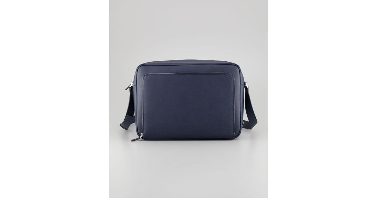 Prada Saffiano Ipad Messenger Bag in Blue for Men (navy) | Lyst  