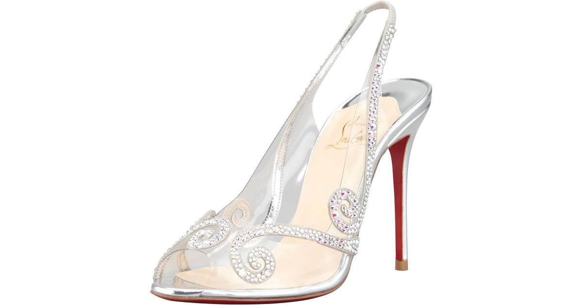 Christian louboutin Au Hameau Clear Crystal Swirl Red Sole ...  