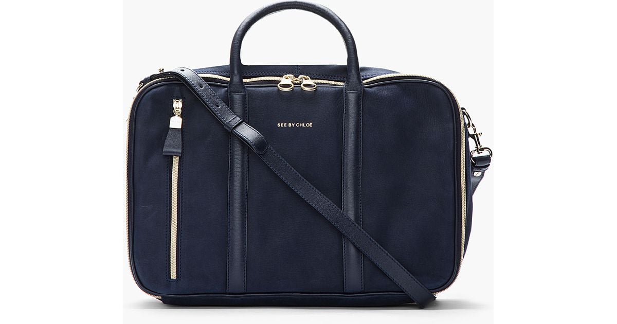 See by chlo Midnight Blue Suede 24 Hour Bag in Blue (midnight) | Lyst