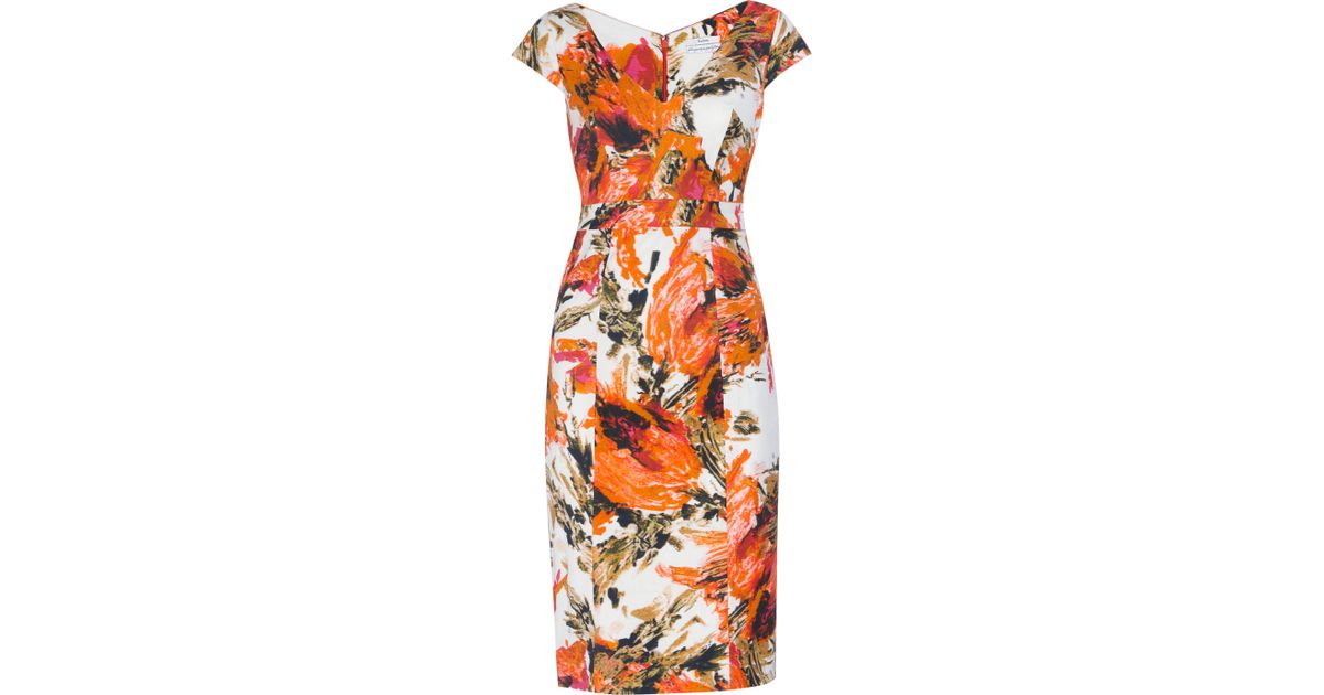 Lyst - Erdem Tanya Floral Print Stretch Twill Dress