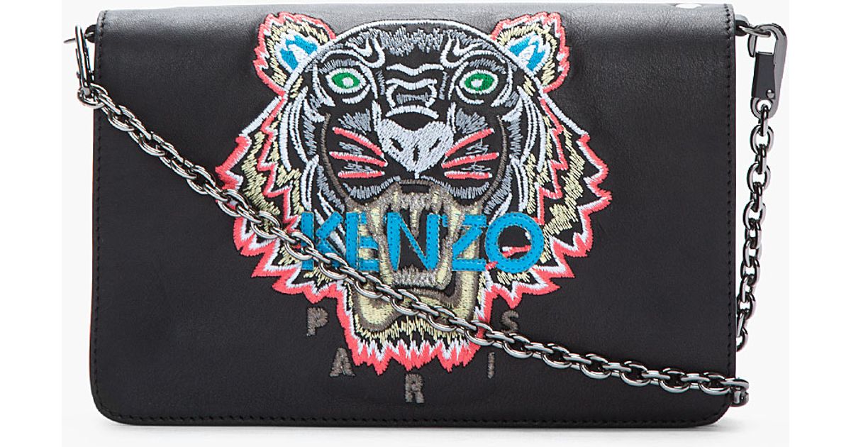 chloe elsie small bag - Kenzo Black Embroidered Tiger Shoulder Bag in Black | Lyst