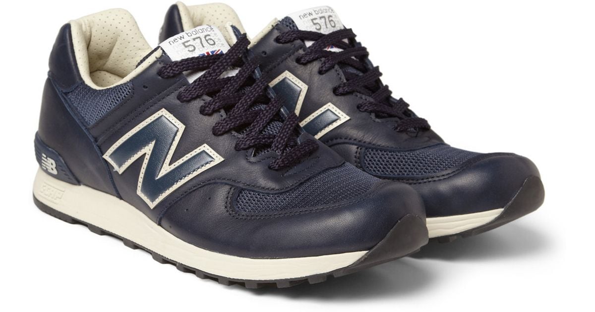 Lyst - New Balance 576 Leather and Mesh Running Sneakers in Blue for Men