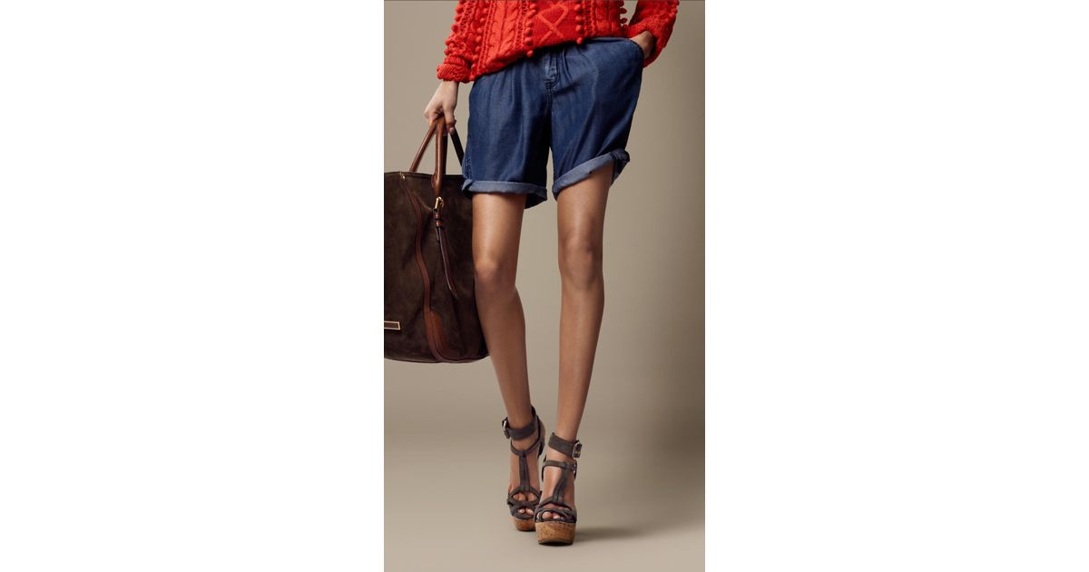 Burberry Lightweight Denim Shorts in Blue | Lyst