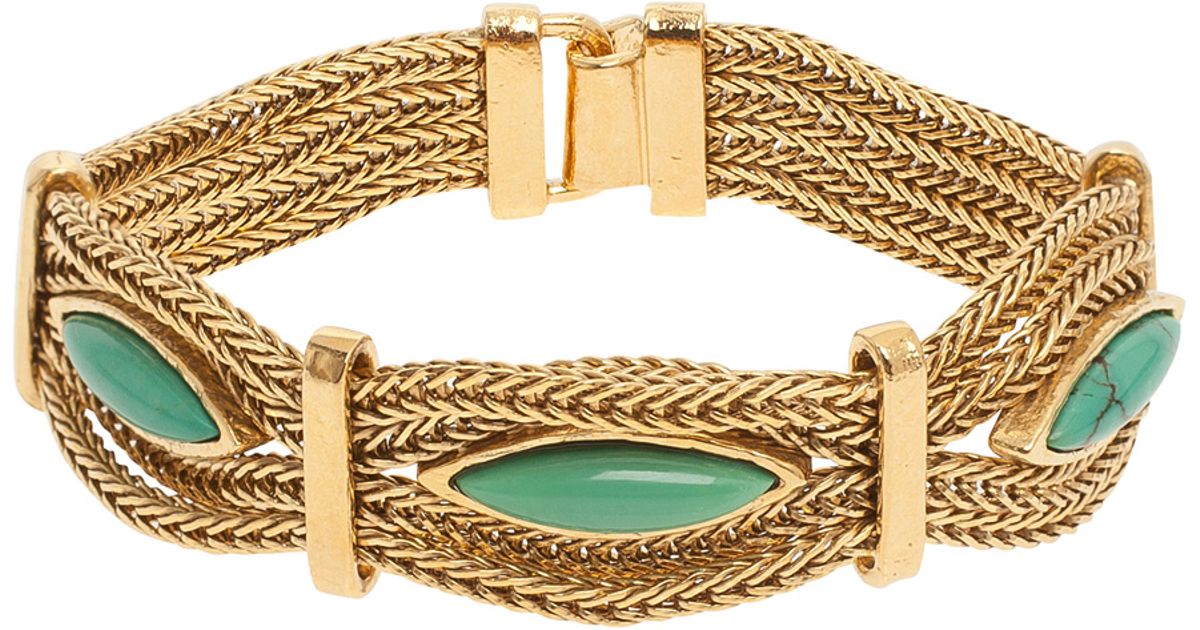 Aurelie bidermann Chain Bracelet with Turquoise in Metallic | Lyst
