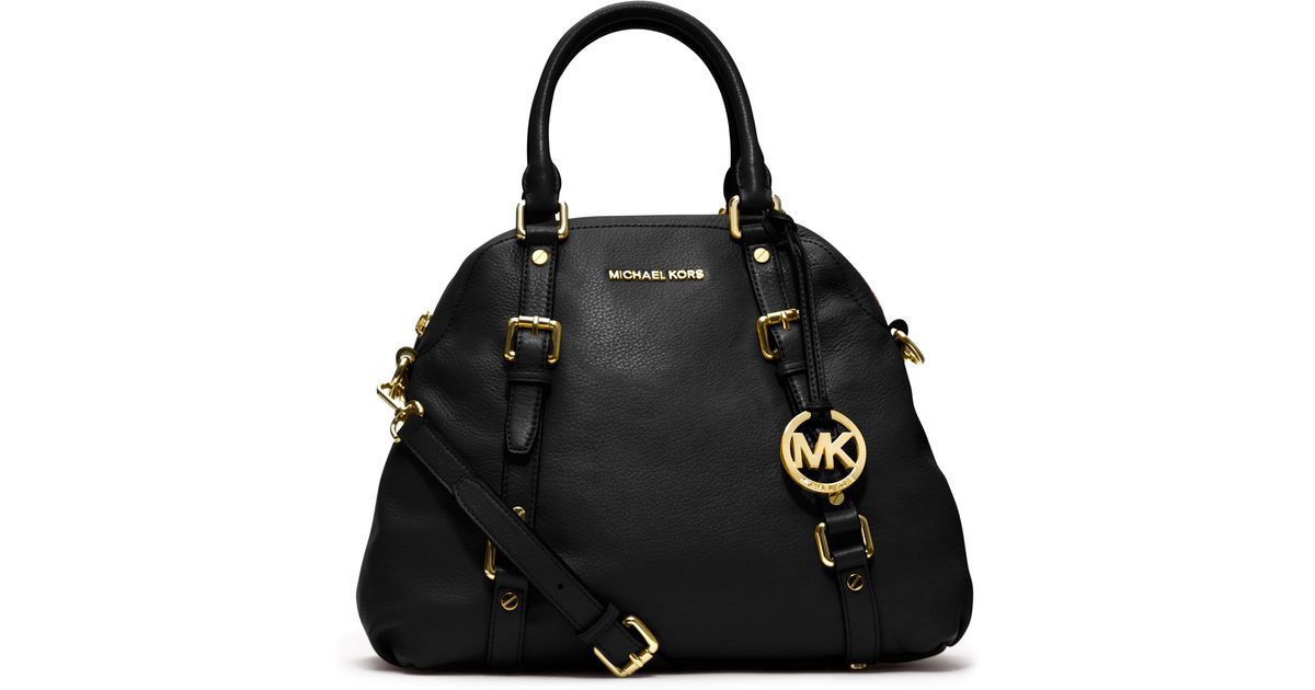 Lyst Michael Kors Large Bedford Pebbled Bowling Satchel In Lyst Michael Kors Large Bedford Pebbled Bowling Satchel In Black