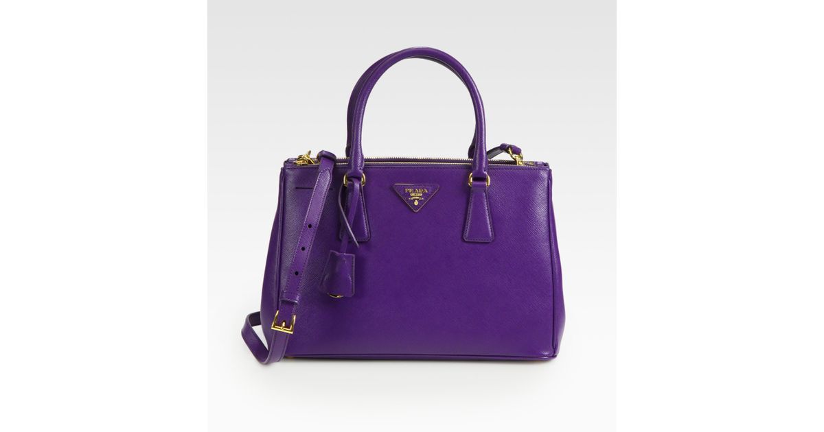 Prada Saffiano Lux Small Tote in Purple (viola) | Lyst