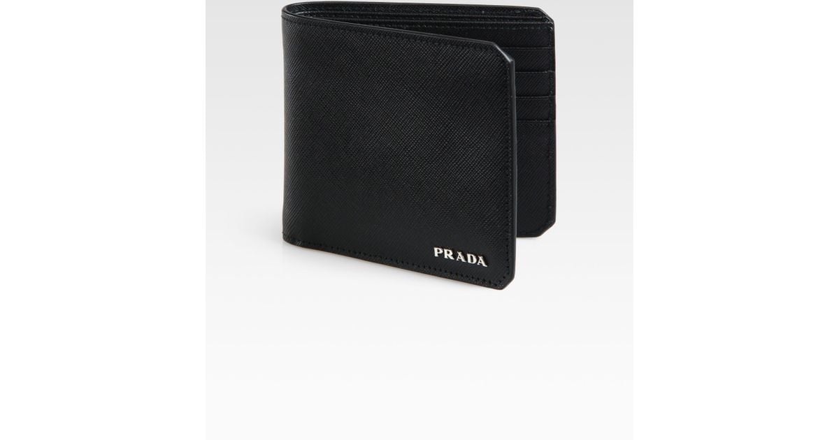 Prada Saffiano Leather Wallet in Black for Men | Lyst  
