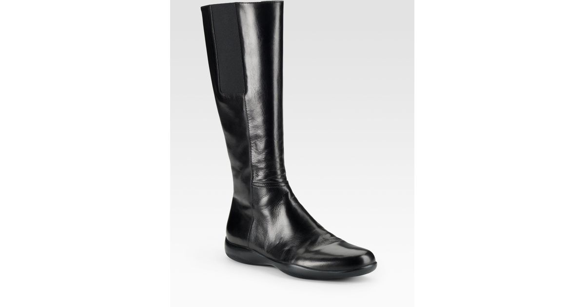 prada tall boots black