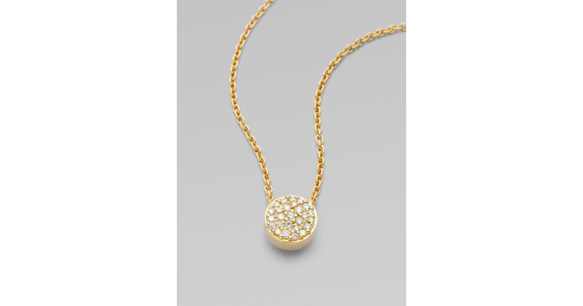 Georg Jensen 18k Yellow Gold Pavé Diamond Pendant Necklace In Georg Jensen 18k Yellow Gold Pavé Diamond Pendant Necklace In Metallic Lyst