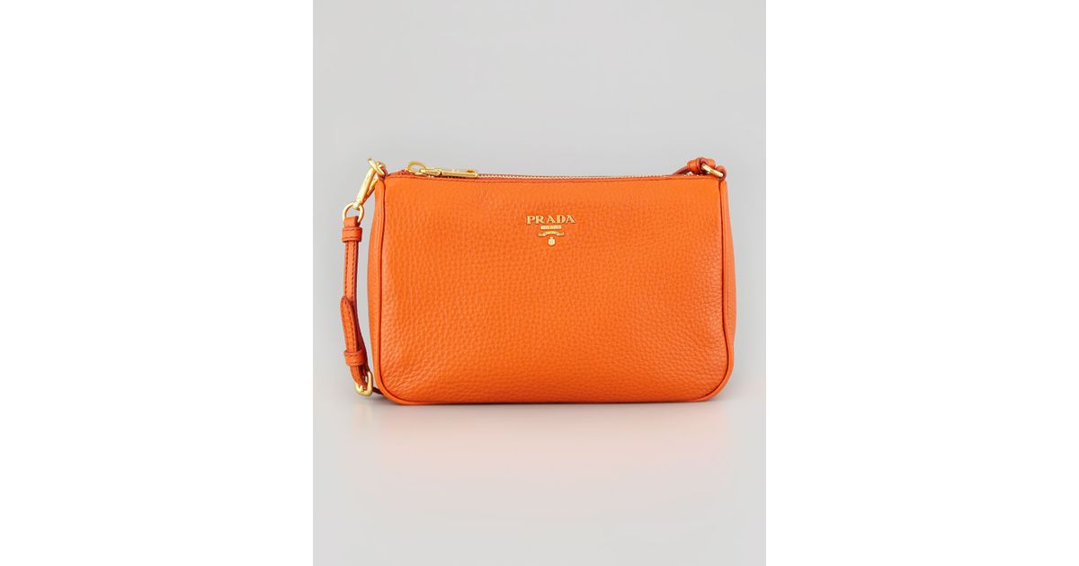 Prada Daino Small Shoulder Bag in Orange | Lyst