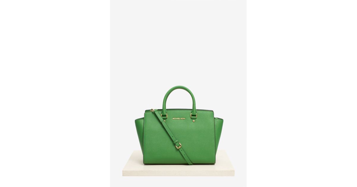 Lyst - Michael Kors Selma Large Leather Bag in Green