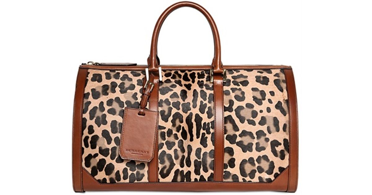 Lyst Burberry Prorsum Leopard Ponyskin and Check Canvas Bag in Brown