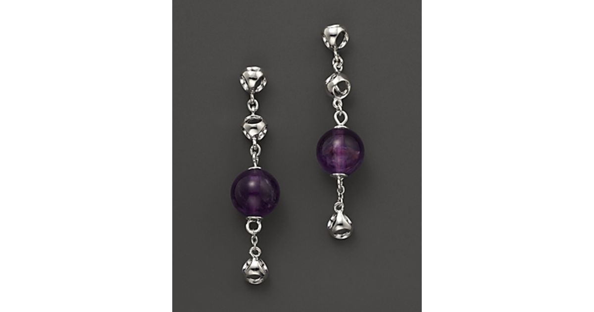 Lyst Di Modolo Sterling Silver And Purple Amethyst Triadra Dm Lyst Di Modolo Sterling Silver And Purple Amethyst Triadra Dm Chain Earrings In Metallic