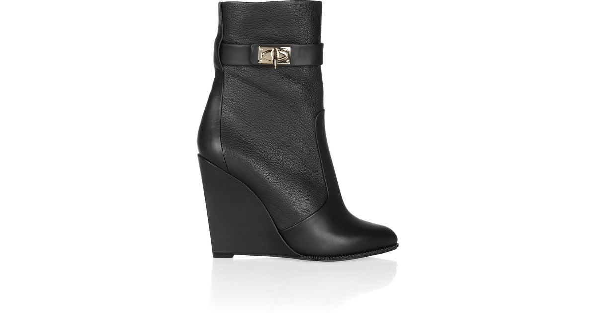 Lyst - Givenchy Leather Wedge Ankle Boots in Black