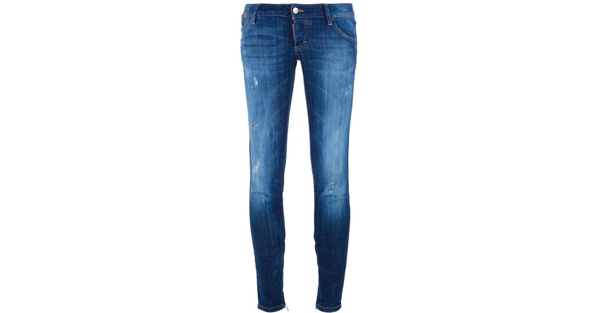 Lyst - Dsquared² Cropped Skinny Jean in Blue