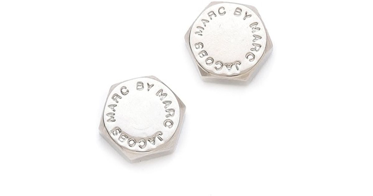 Lyst Marc By Jacobs Bolt Stud Earrings In Metallic