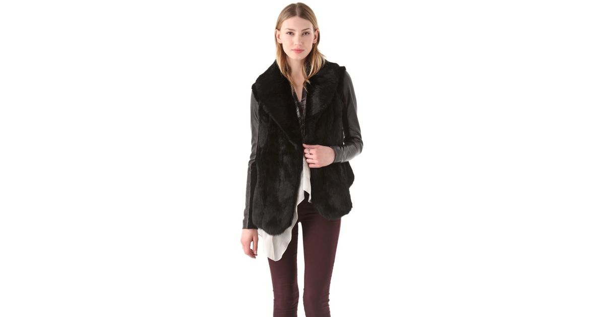 Veda Stella Fur Jacket With Leather Sleeves In Black Lyst