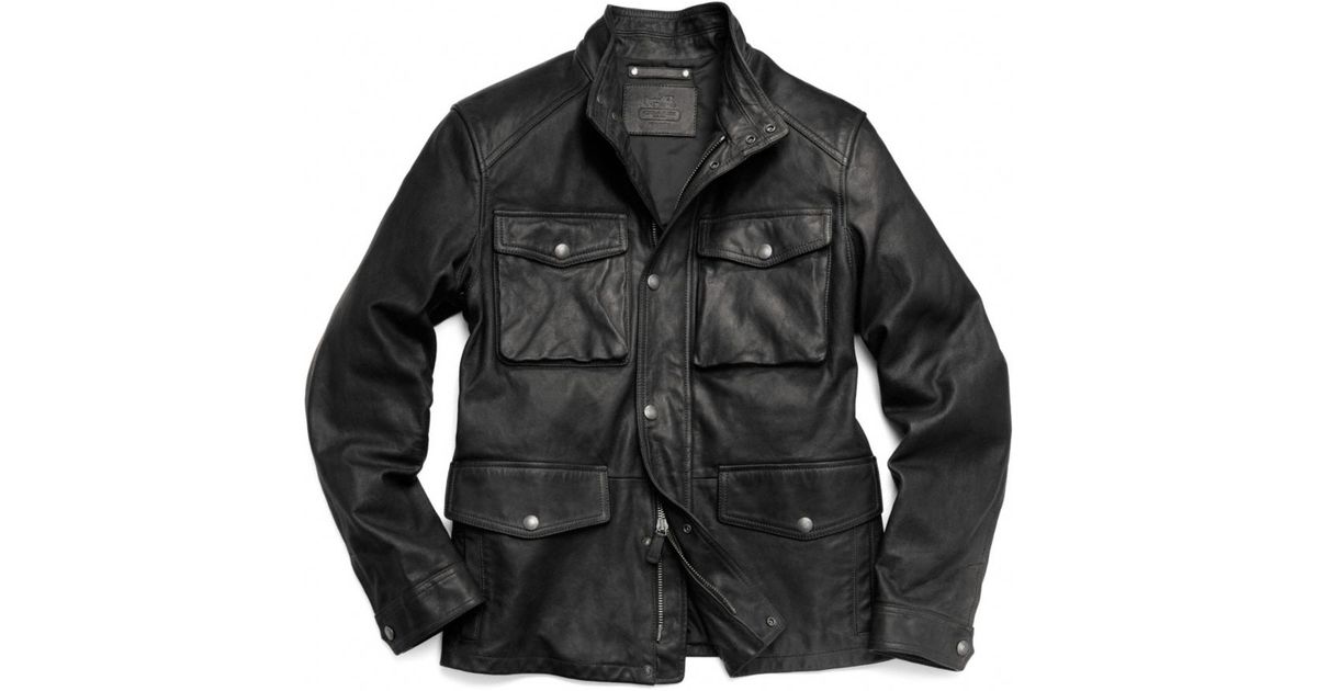 Lyst Coach Light Weight Harrison Leather Field Jacket In Black For Men